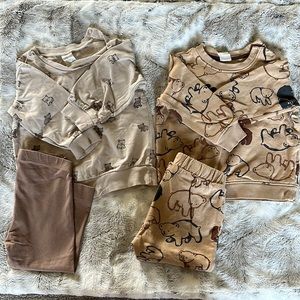 H&M 2 pair set for baby boy pants and shirt.